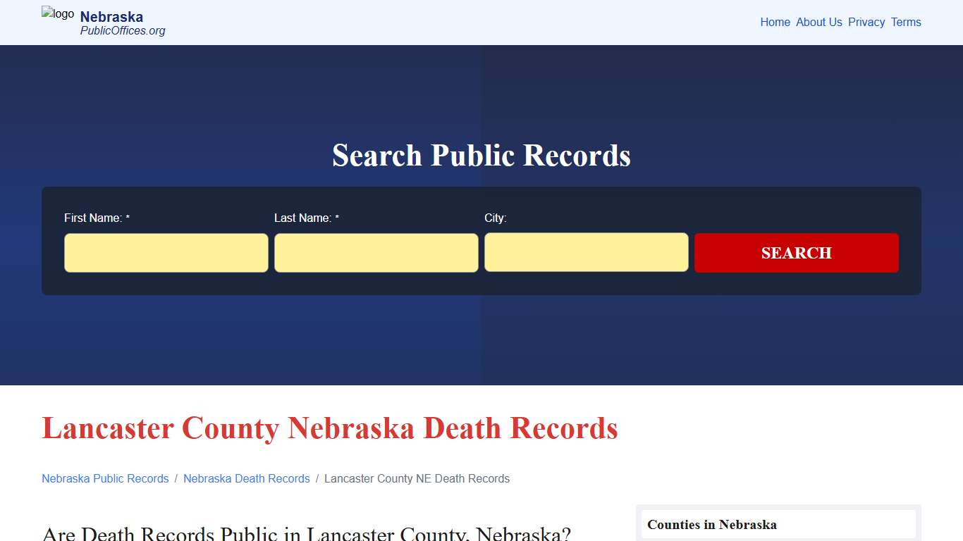 Lancaster County, NE Death Records Search – PublicOffices.org