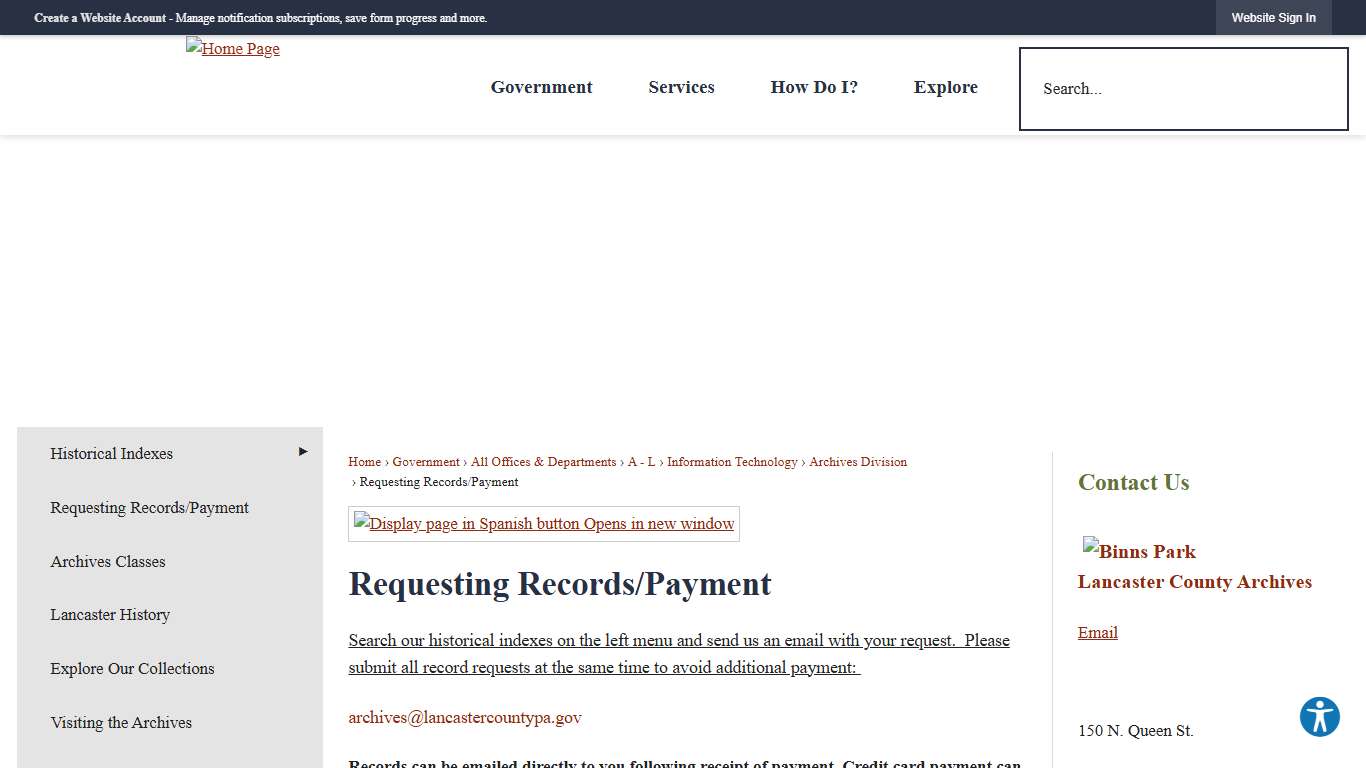 Requesting Records/Payment | Lancaster County, PA - Official Website